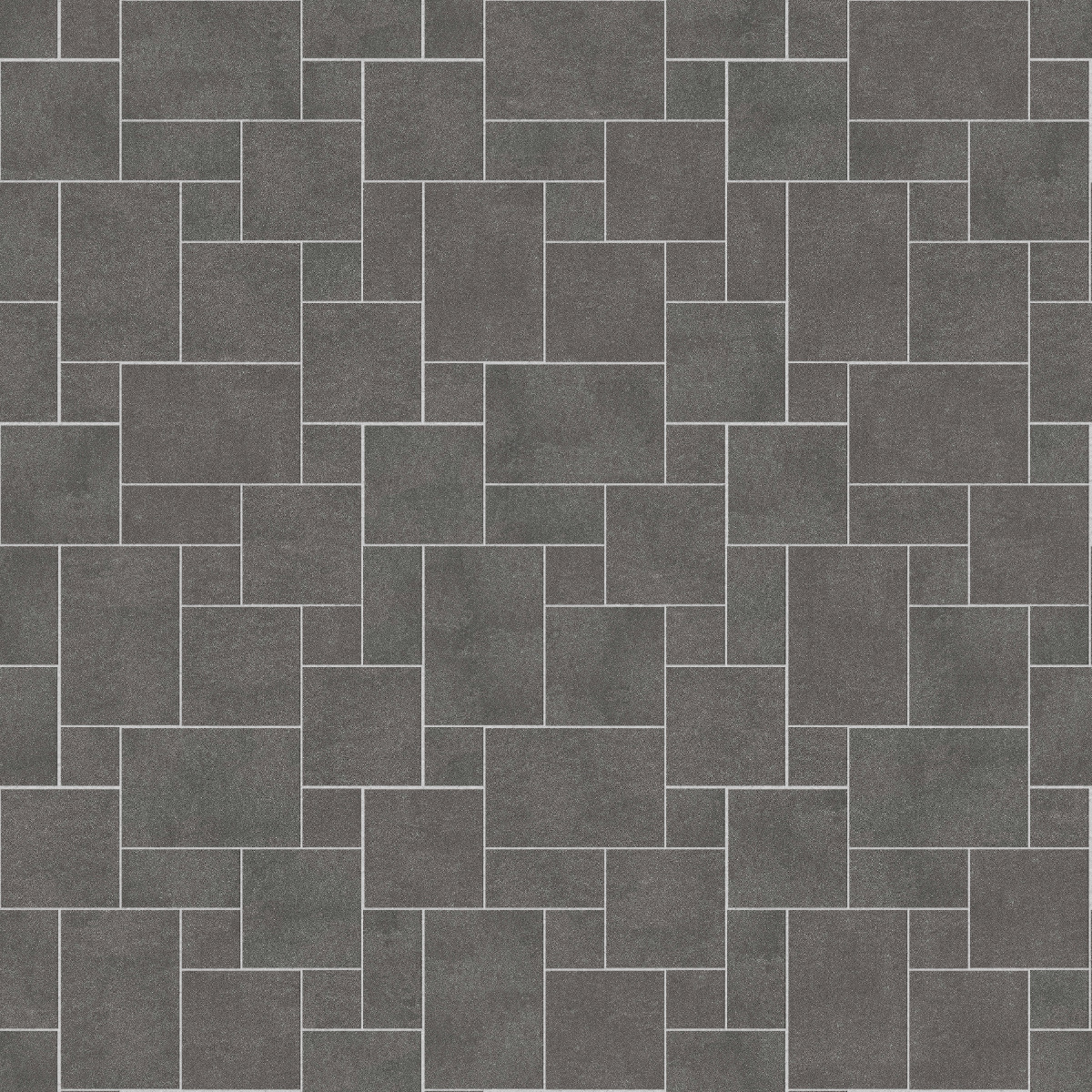 A seamless stone texture with m874 sdm421 sugus black sandstone - flamed blocks arranged in a Paving - Universal - Sawn Edge - Dimensional 12 Pieces 4 Sizes - DP086 pattern