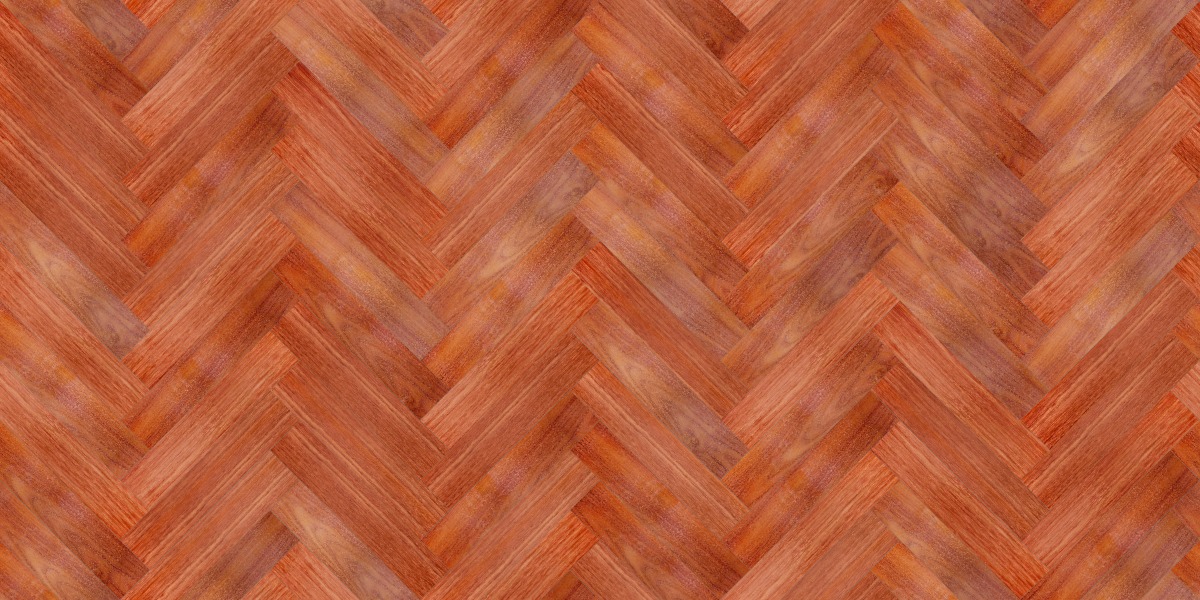 A seamless wood texture with padauk boards arranged in a Herringbone pattern