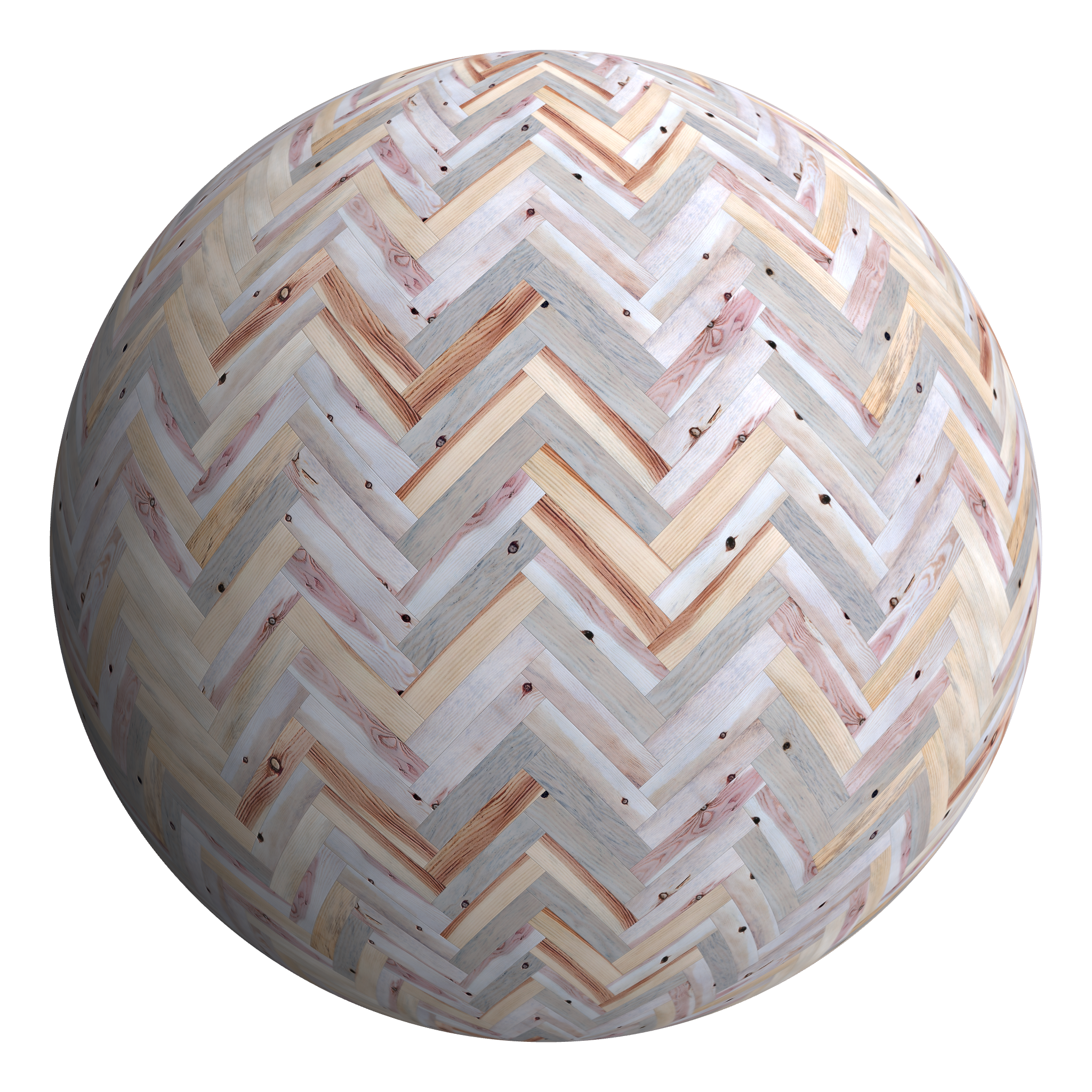 3D sphere preview of Pine, Herringbone seamless texture