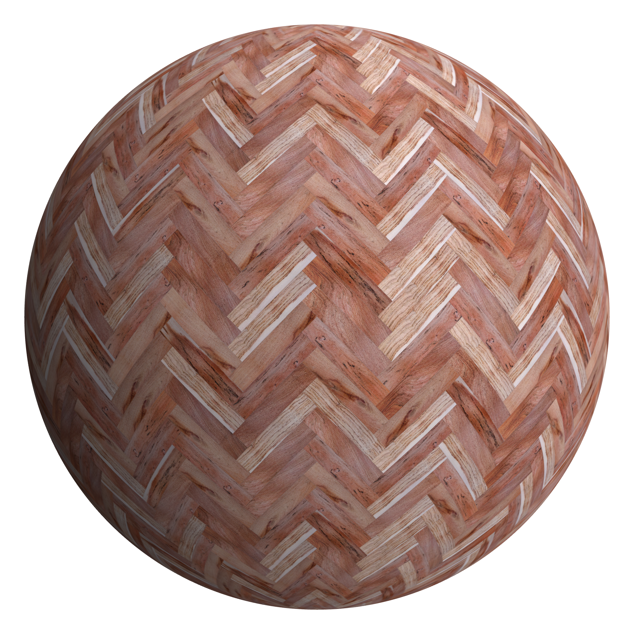 3D sphere preview of Rhodesian Teak, Herringbone seamless texture