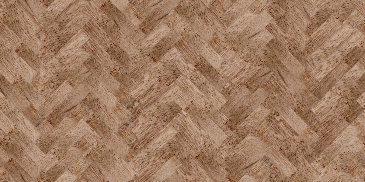 A seamless wood texture with tiger brown oak boards arranged in a Herringbone pattern