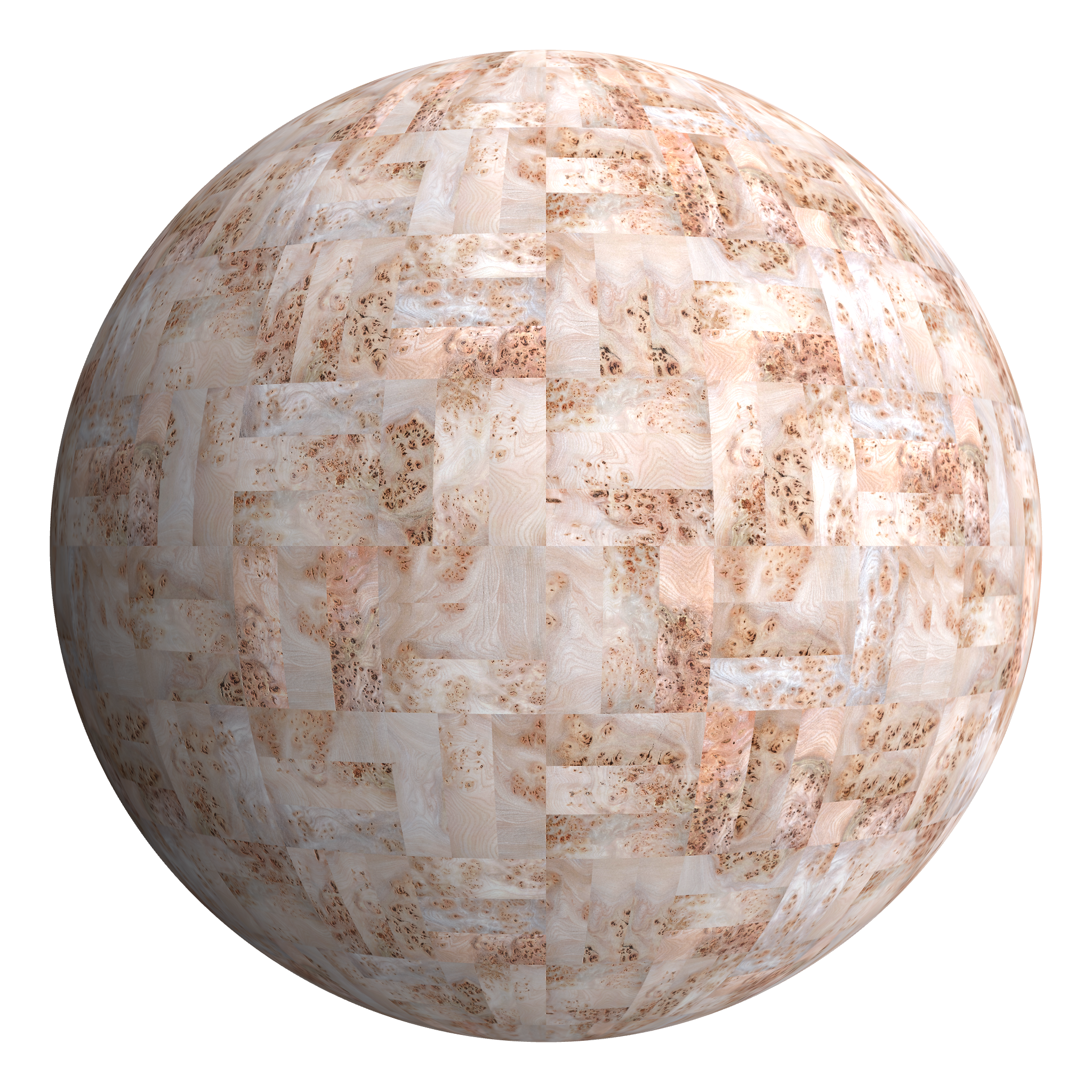 3D sphere preview of Elm Burr, Basketweave seamless texture