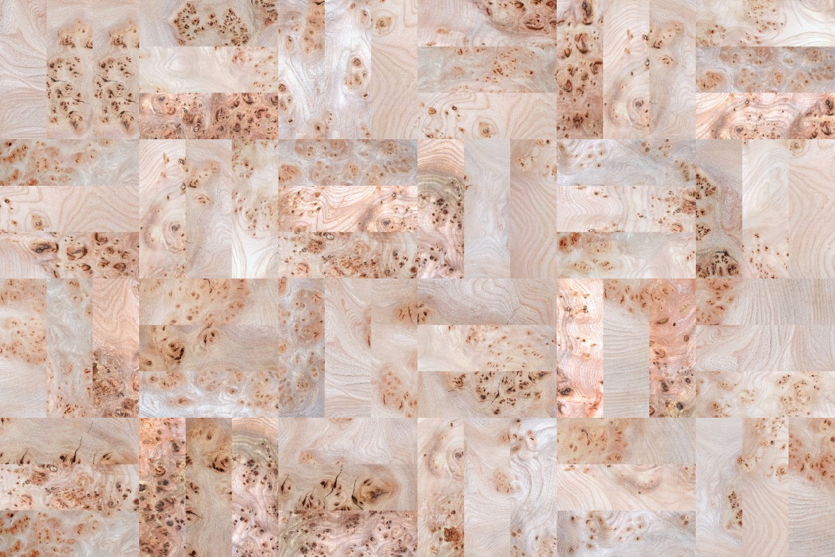 A seamless wood texture with elm burr boards arranged in a Basketweave pattern