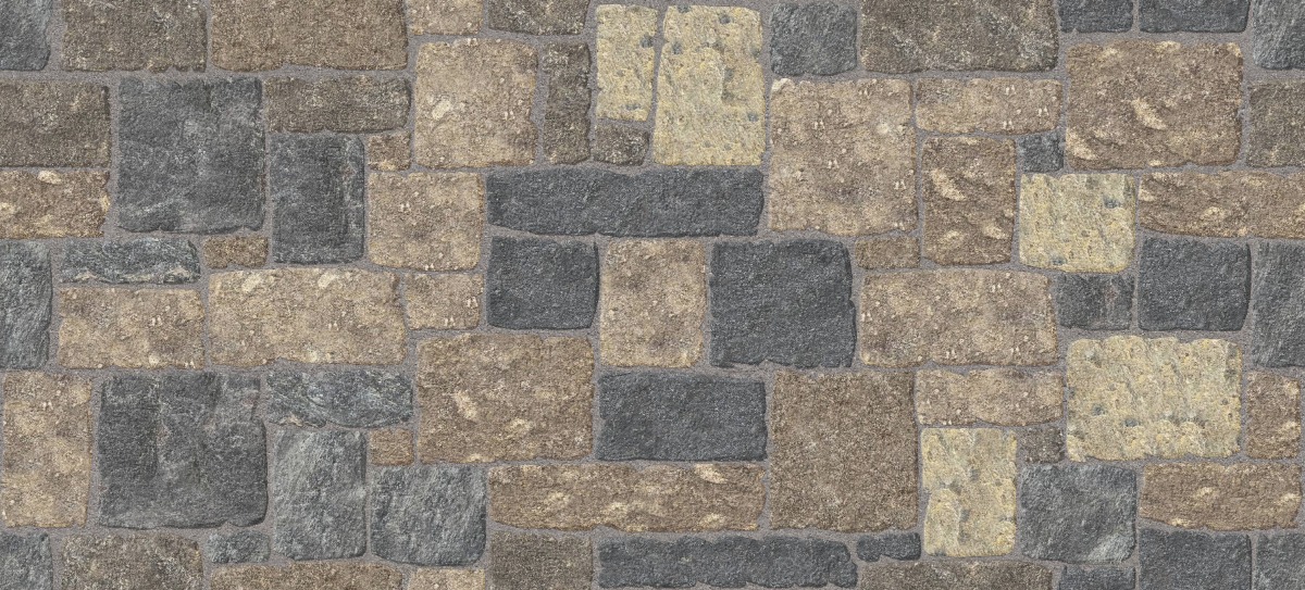 A seamless stone texture with m1247 sdm409 lake korynth fieldstone blend - split-face blocks arranged in a Veneer - Roughly Squares and Rectangles - Split Edge - Random Sizes - DP113 pattern
