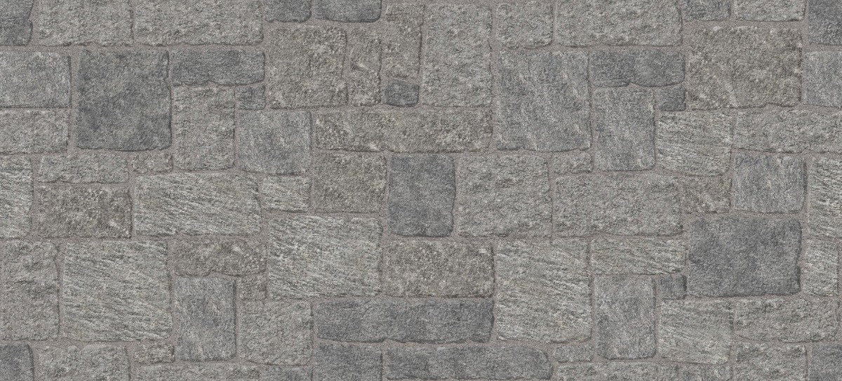 A seamless stone texture with m1250 sdm408 black river mica granite - split-face blocks arranged in a Veneer - Roughly Squares and Rectangles - Split Edge - Random Sizes - DP113 pattern
