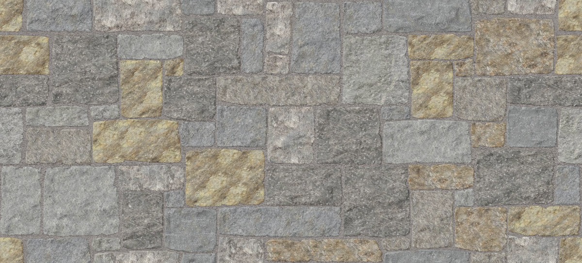 A seamless stone texture with m1253 sdm414 quimby mountain mica granite - split-face blocks arranged in a Veneer - Roughly Squares and Rectangles - Split Edge - Random Sizes - DP113 pattern