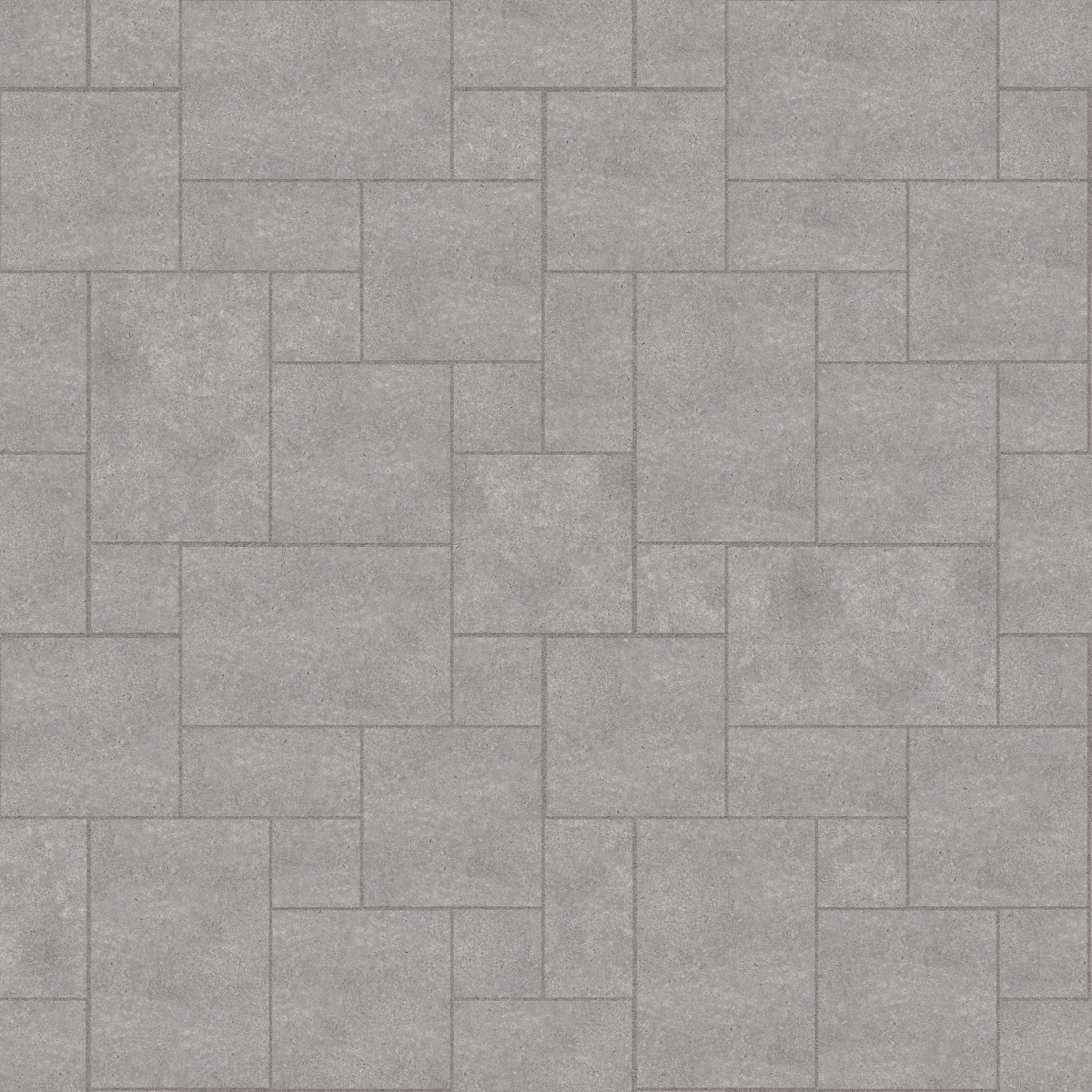 A seamless stone texture with m735 sdm417 bavarian dolomite gray limestone - sand blasted blocks arranged in a Paving - Universal - Sawn Edge - Dimensional 12 Pieces 4 Sizes - DP086 pattern