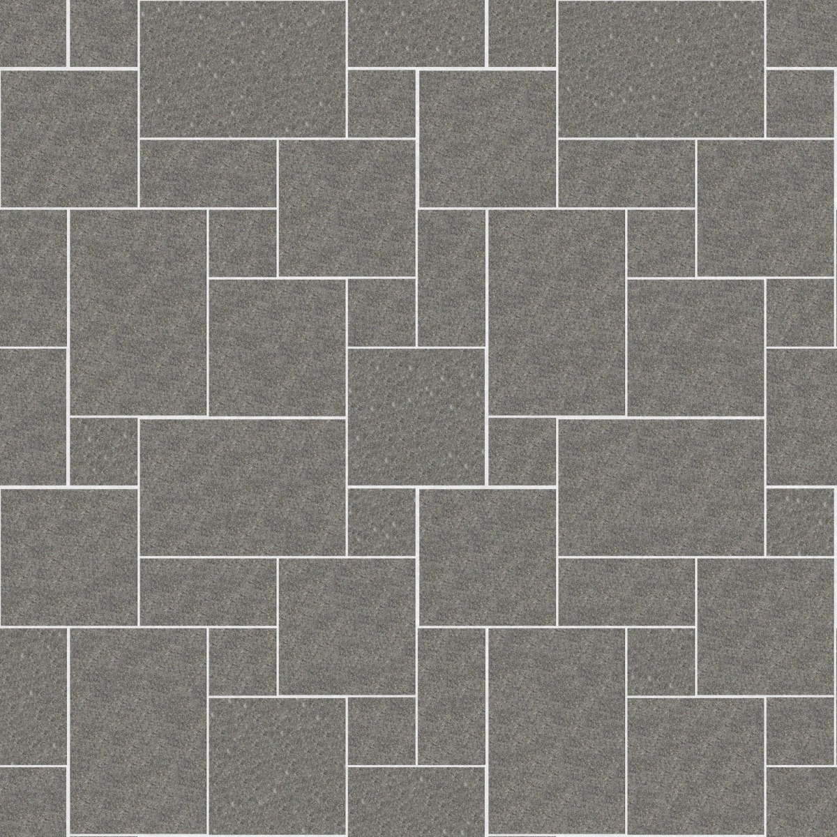 A seamless stone texture with m902 sdm433 superior northern granite - flamed blocks arranged in a Paving - Universal - Sawn Edge - Dimensional 12 Pieces 4 Sizes - DP086 pattern