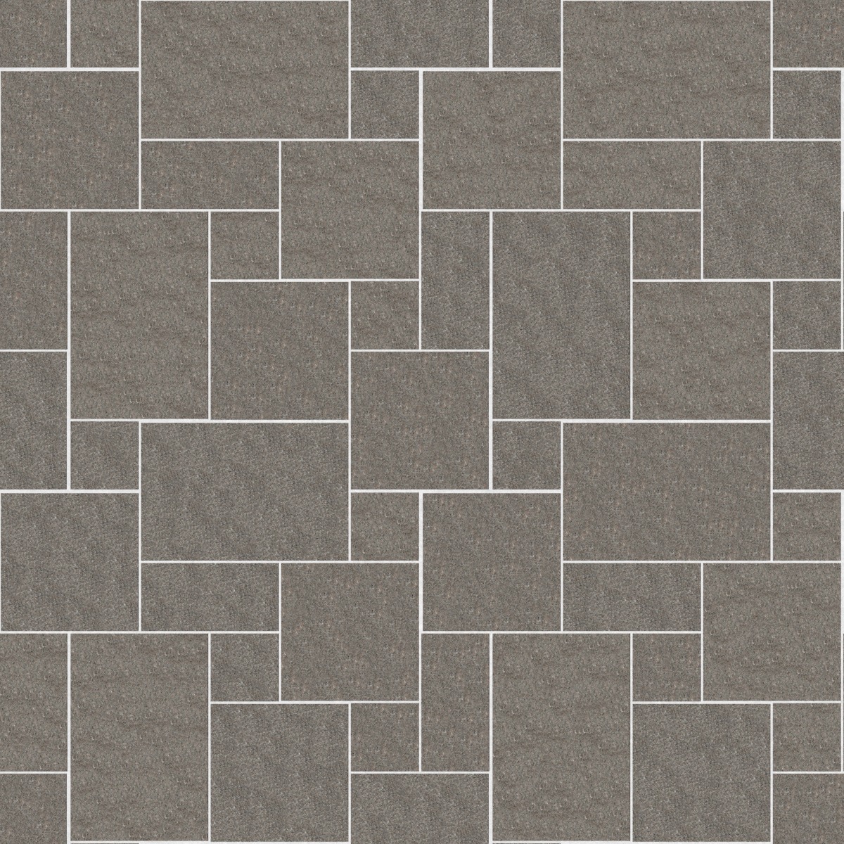 A seamless stone texture with m903 sdm430 mahogany granite - flamed blocks arranged in a Paving - Universal - Sawn Edge - Dimensional 12 Pieces 4 Sizes - DP086 pattern