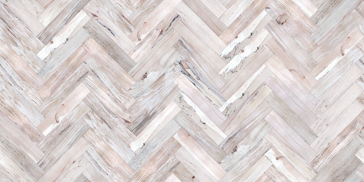 A seamless wood texture with spalted beech boards arranged in a Herringbone pattern