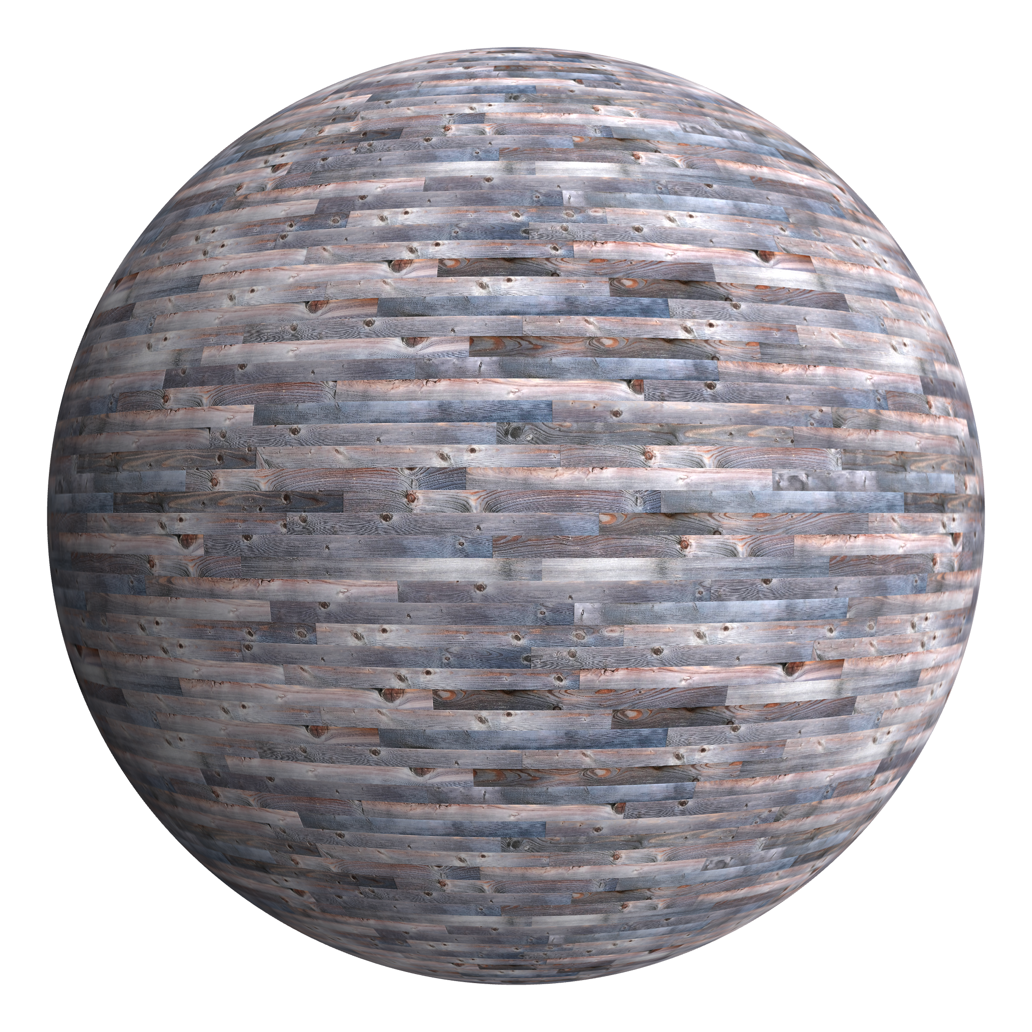 3D sphere preview of Weathered Larch Cladding, Staggered seamless texture