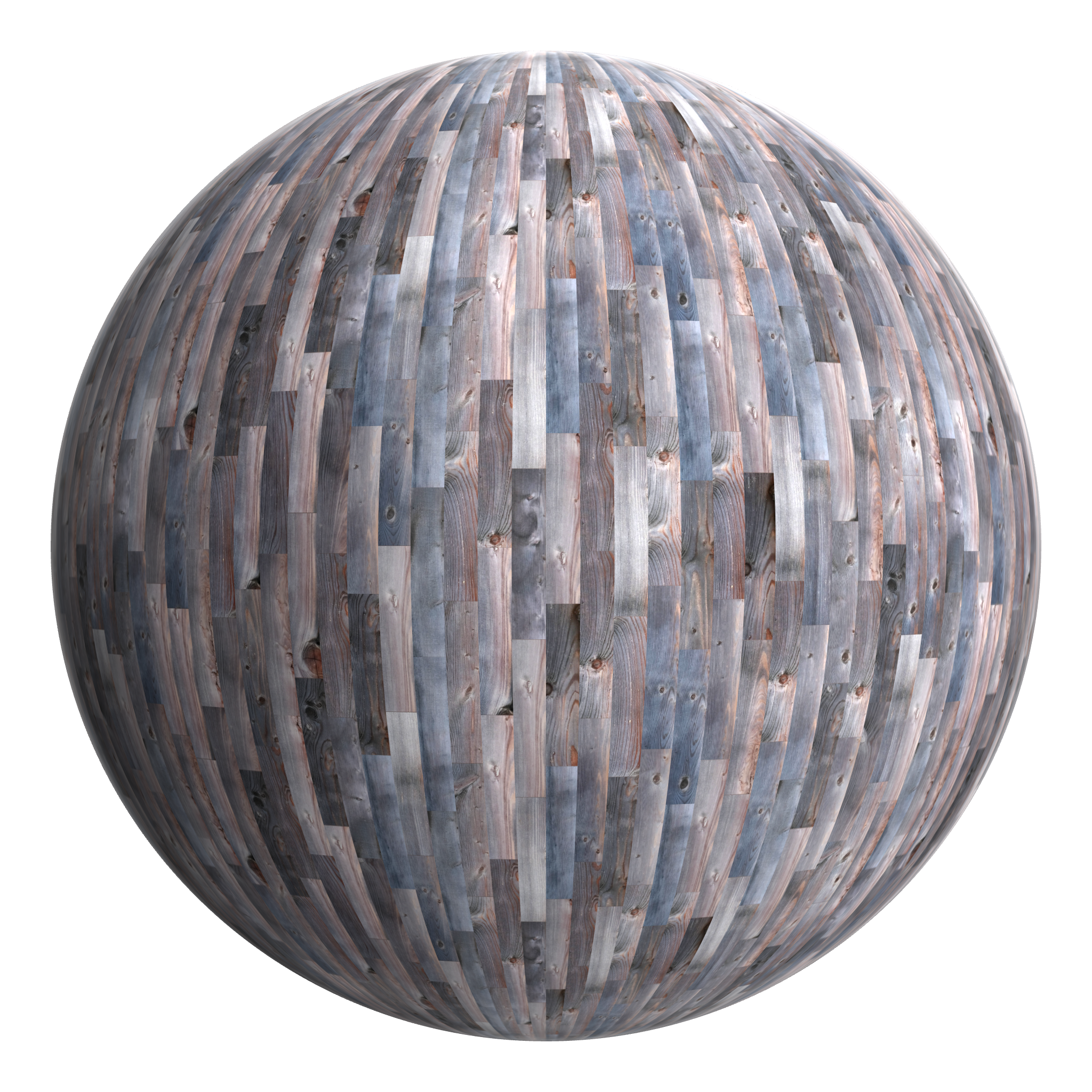 3D sphere preview of Weathered Larch Cladding, Staggered seamless texture
