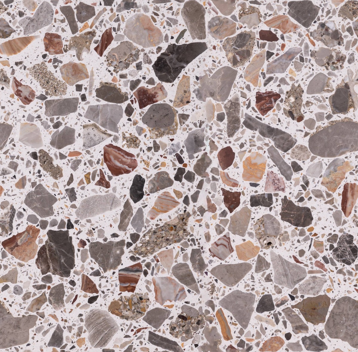 A seamless terrazzo texture with egea 8290 units arranged in a None pattern