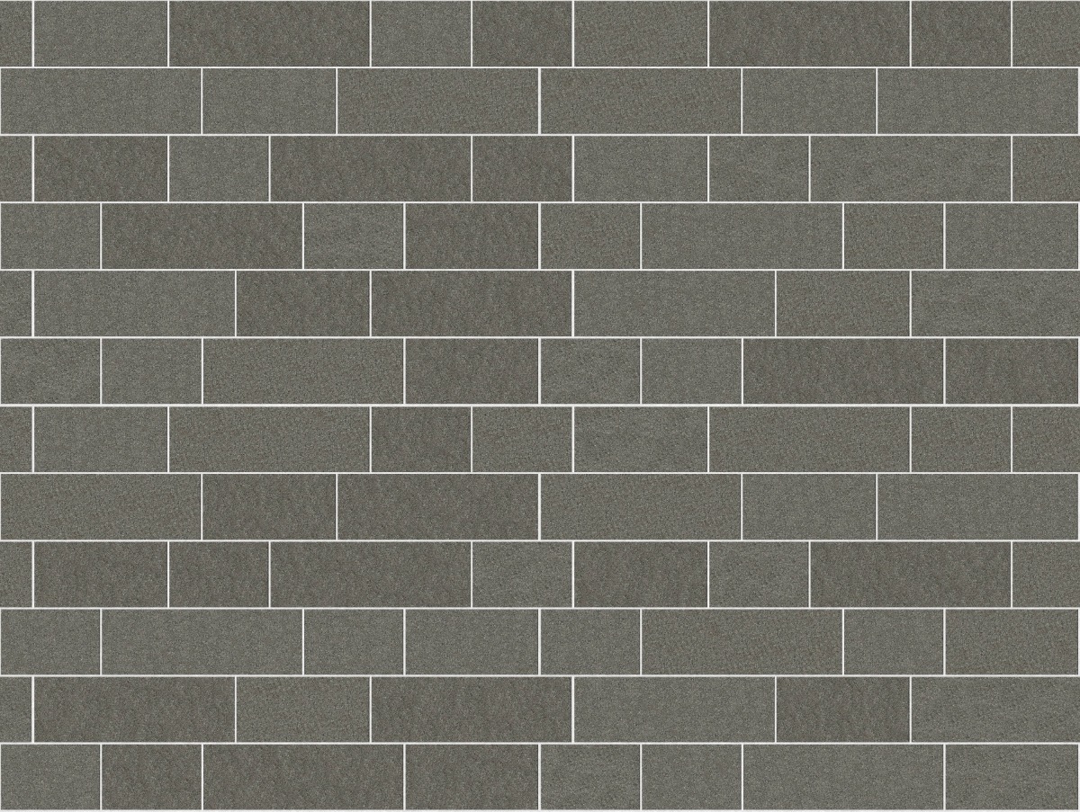 A seamless stone texture with m1111 sdm451 pensy black granite - flamed blocks arranged in a Paving - Running Bond  - Sawn Edge - Dimensional 22 Pieces 3 Sizes - DP087 pattern
