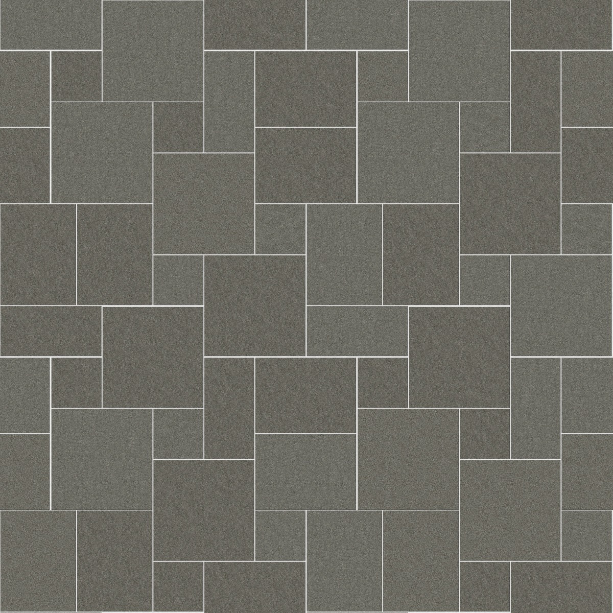 A seamless stone texture with m1111 sdm451 pensy black granite - flamed blocks arranged in a Paving - Universal  - Sawn Edge - Dimensional 14 Pieces 4 Sizes - DP094 pattern