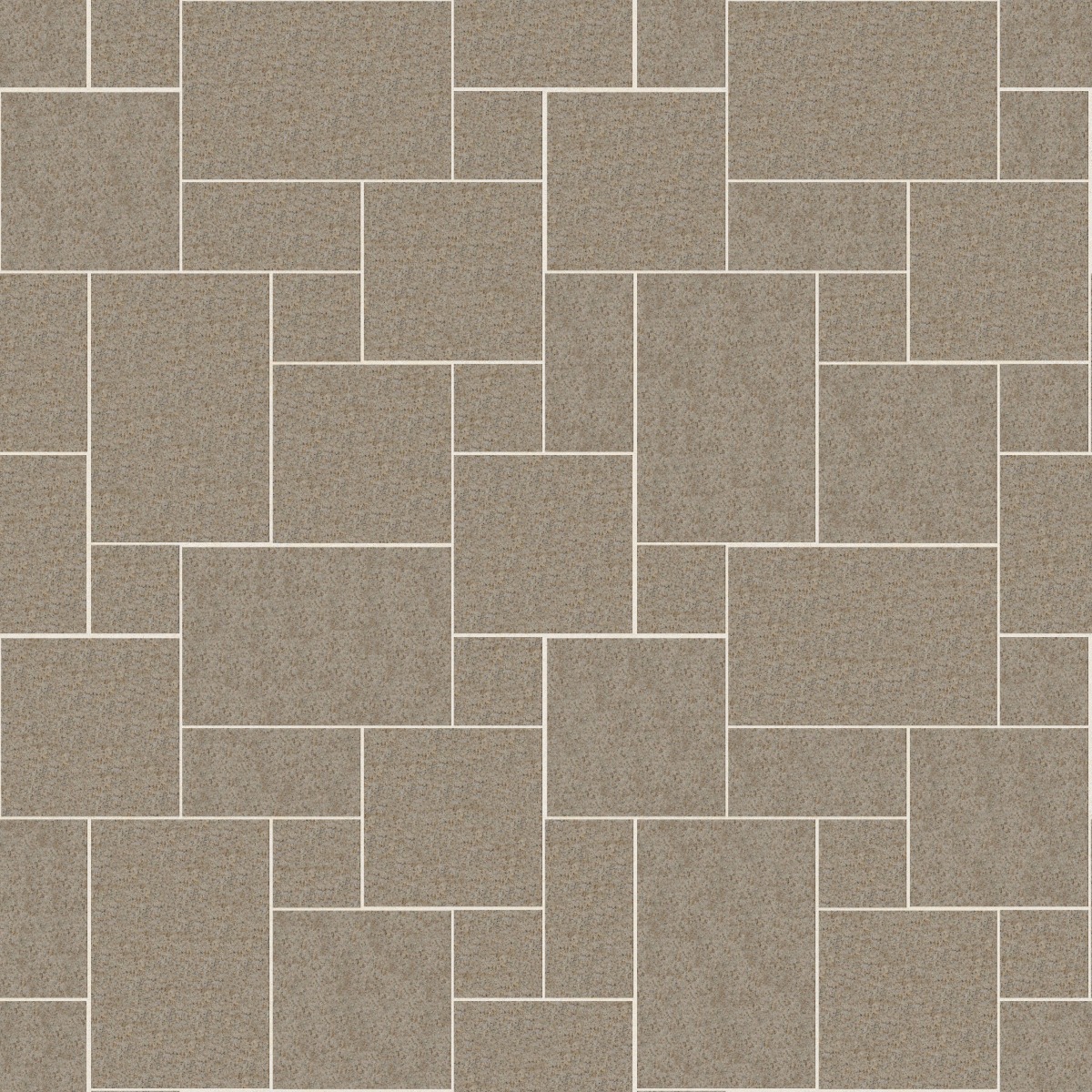 A seamless stone texture with m1236 sdm486 amber granite - sand blasted blocks arranged in a Paving - Universal - Sawn Edge - Dimensional 12 Pieces 4 Sizes - DP086 pattern