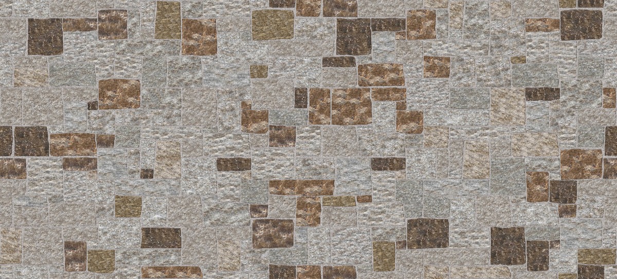 A seamless stone texture with m1245 sdm405 copper mountain granite - ashlar - split-face blocks arranged in a Veneer - Roughly Squares and Rectangles - Split Edge - Random Sizes - DP113 pattern