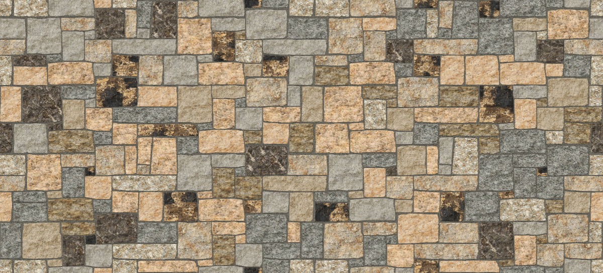 A seamless stone texture with m1264 sdm457 boston blend granite - bedface blocks arranged in a Veneer - Roughly Squares and Rectangles - Split Edge - Random Sizes - DP113 pattern