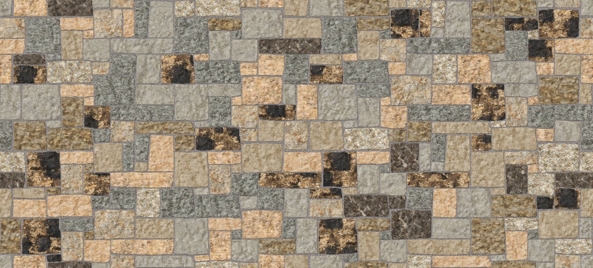 A seamless stone texture with m1264 sdm457 boston blend granite - bedface blocks arranged in a Veneer - Roughly Squares and Rectangles - Split Edge - Random Sizes - DP113 pattern