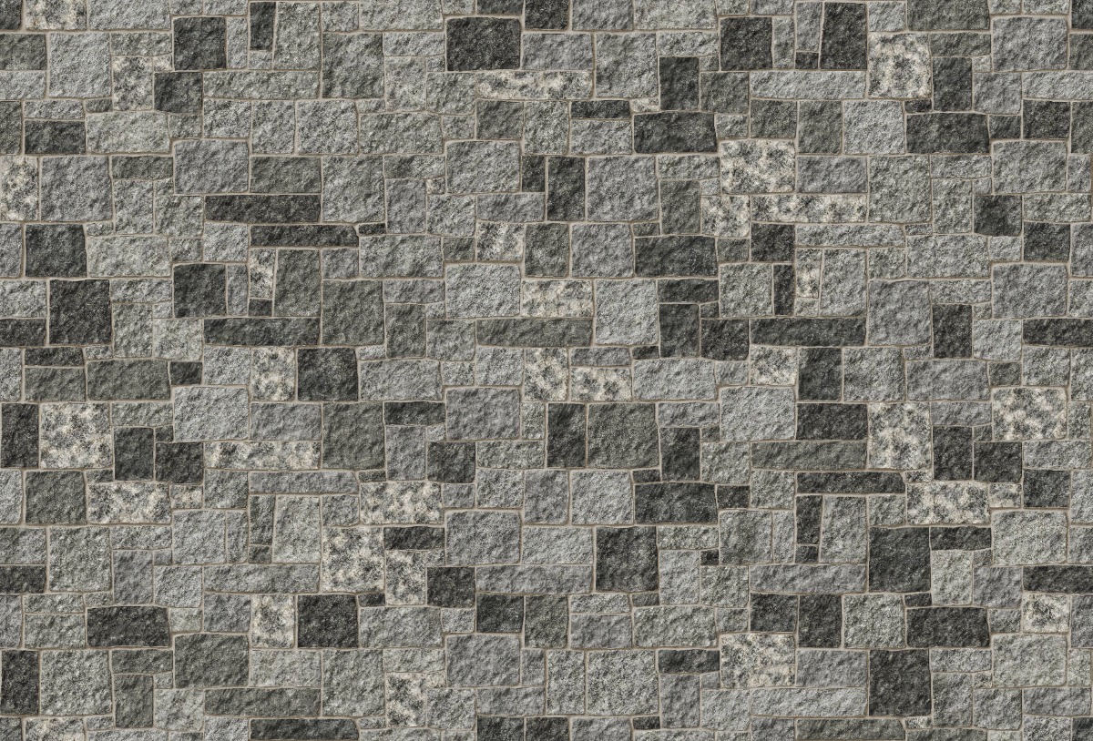 A seamless stone texture with m1265 sdm449 oyster bay granite - bedface blocks arranged in a Veneer - Roughly Squares and Rectangles - Split Edge - Random Sizes - DP113 pattern