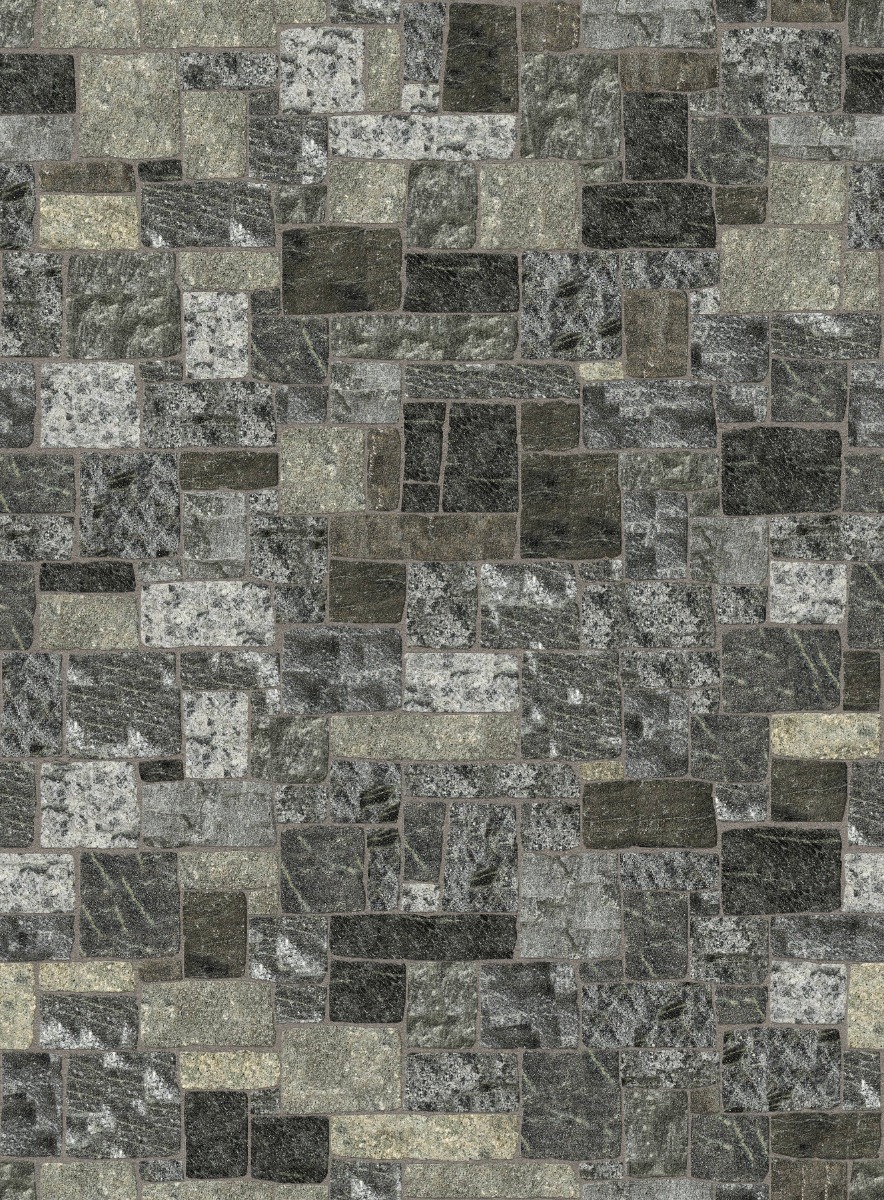 A seamless stone texture with m1267 sdm471 greenwich gray granite - bedface blocks arranged in a Veneer - Roughly Squares and Rectangles - Split Edge - Random Sizes - DP113 pattern