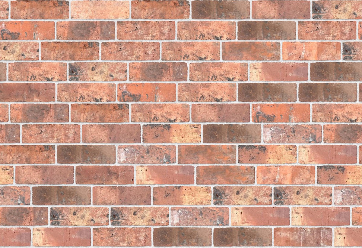 A seamless brick texture with reclaimed barnstock brick slips units arranged in a Staggered pattern