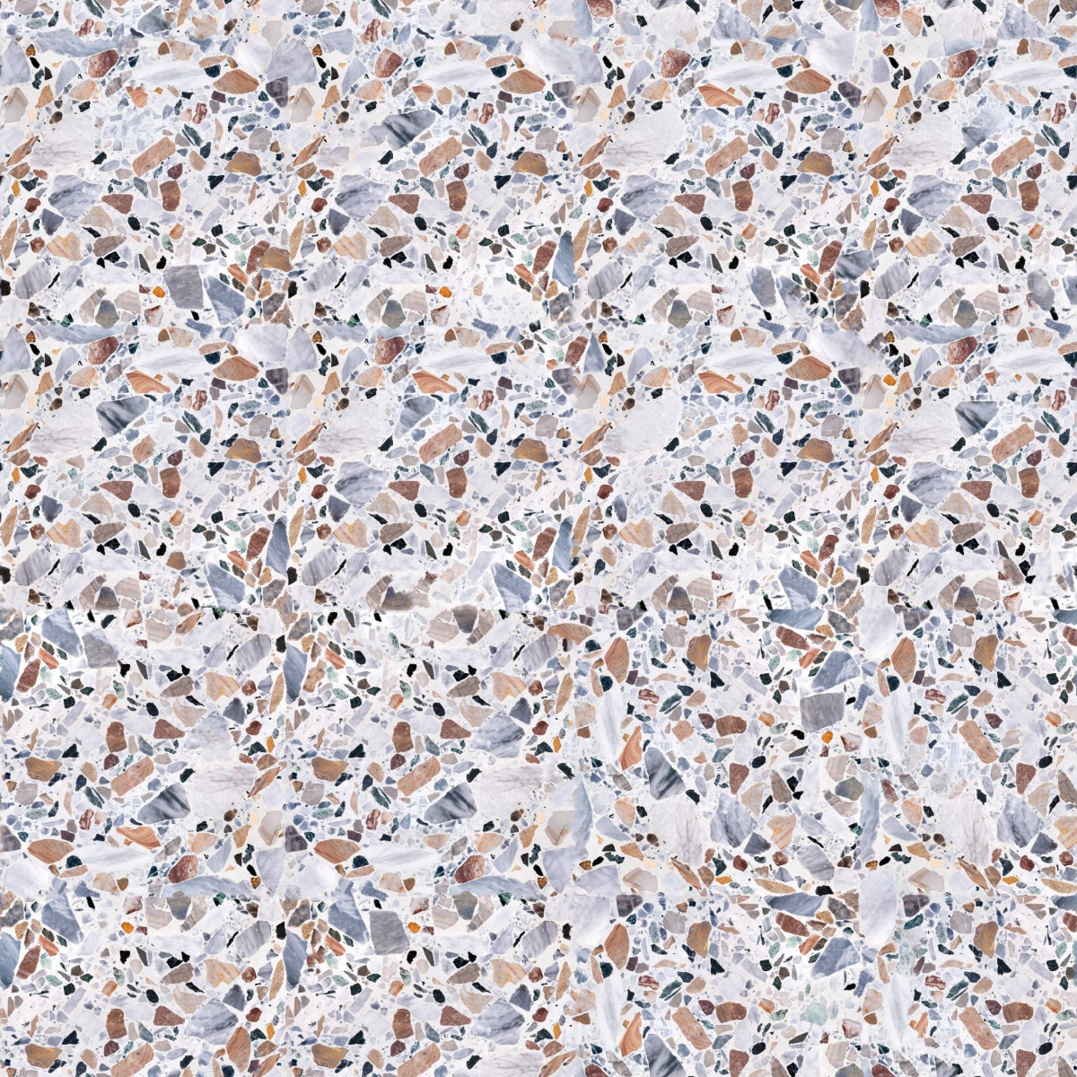 A seamless terrazzo texture with egea 8300 units arranged in a None pattern