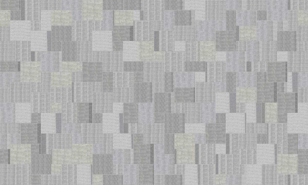 A seamless stone texture with m546 sdm496 belgian bluestone - sawn blocks arranged in a Paving - Universal  - Sawn Edge - Dimensional 14 Pieces 4 Sizes - DP094 pattern
