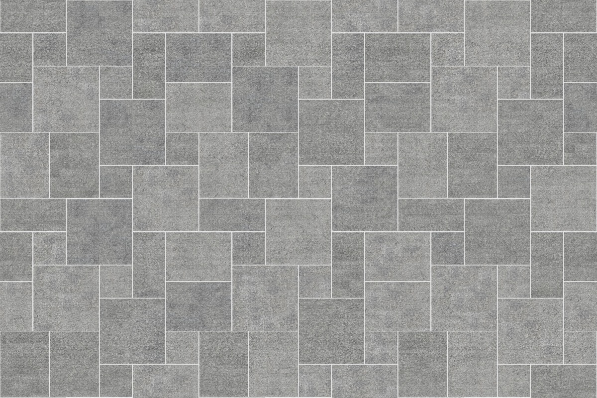 A seamless stone texture with m546 sdm499 belgian bluestone - enodesign blocks arranged in a Paving - Universal  - Sawn Edge - Dimensional 14 Pieces 4 Sizes - DP094 pattern