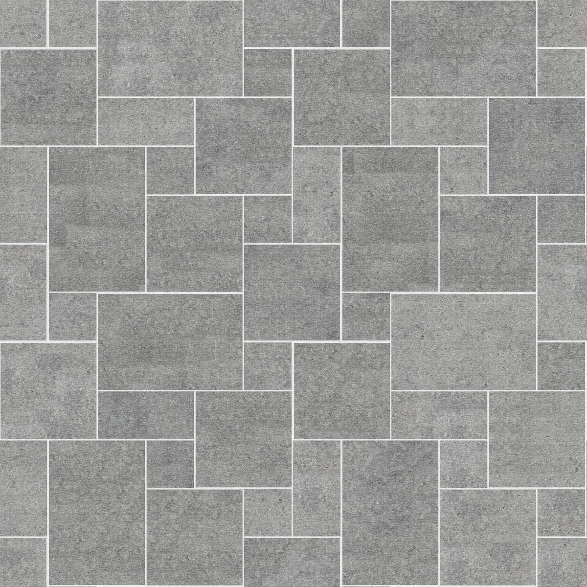 A seamless stone texture with m546 sdm499 belgian bluestone - enodesign blocks arranged in a Paving - Universal - Sawn Edge - Dimensional 12 Pieces 4 Sizes - DP086 pattern