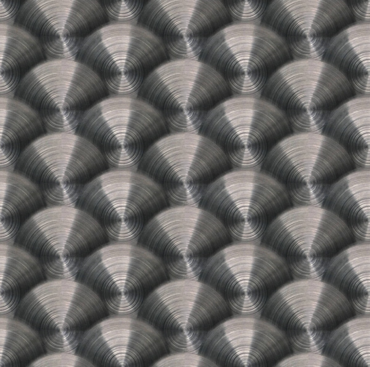 A seamless metal texture with circular polished stainless steel sheets arranged in a None pattern