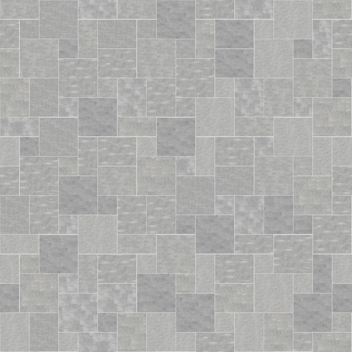 A seamless stone texture with m546 sdm488 belgian bluestone - enoskin blocks arranged in a Paving - Universal  - Sawn Edge - Dimensional 14 Pieces 4 Sizes - DP094 pattern