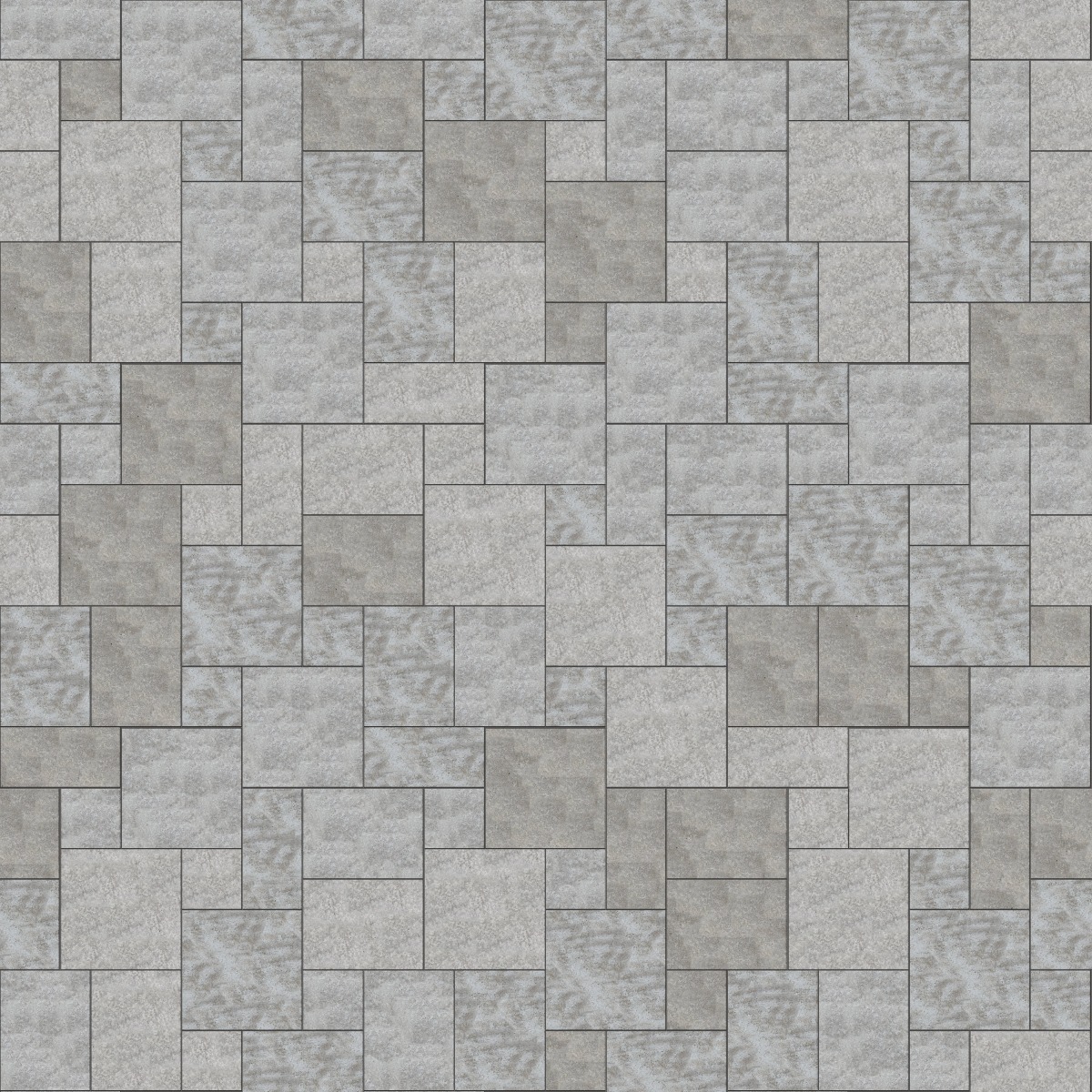 A seamless stone texture with m918 sdm483 madison limestone - flamed blocks arranged in a Paving - Universal  - Sawn Edge - Dimensional 14 Pieces 4 Sizes - DP094 pattern