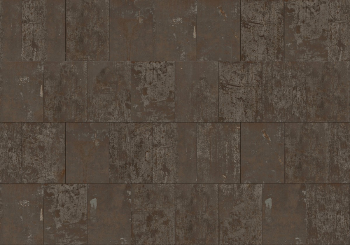 A seamless metal texture with metal plate sheets arranged in a Stretcher pattern