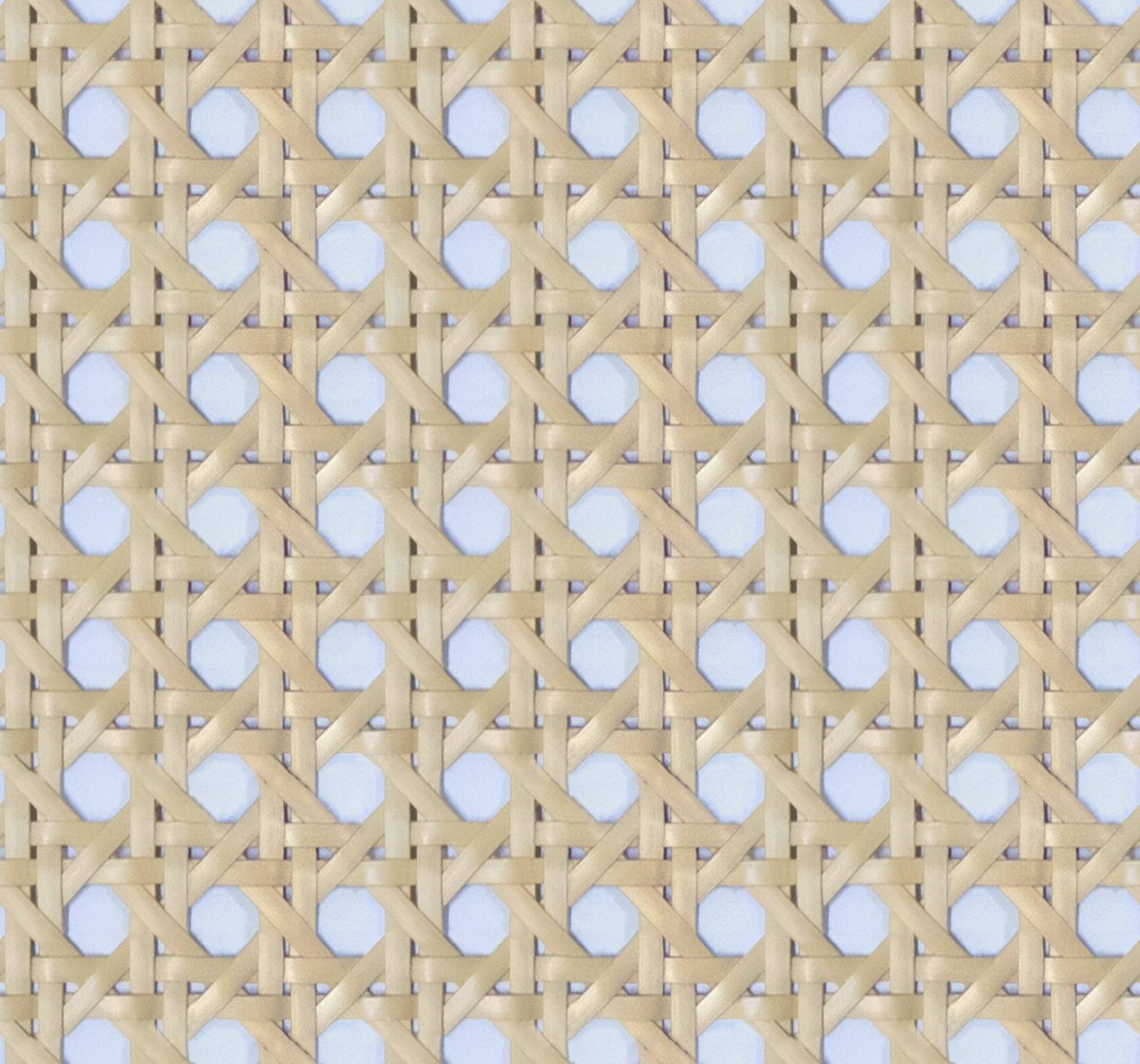 A seamless organic texture with open weave rattan units arranged in a None pattern